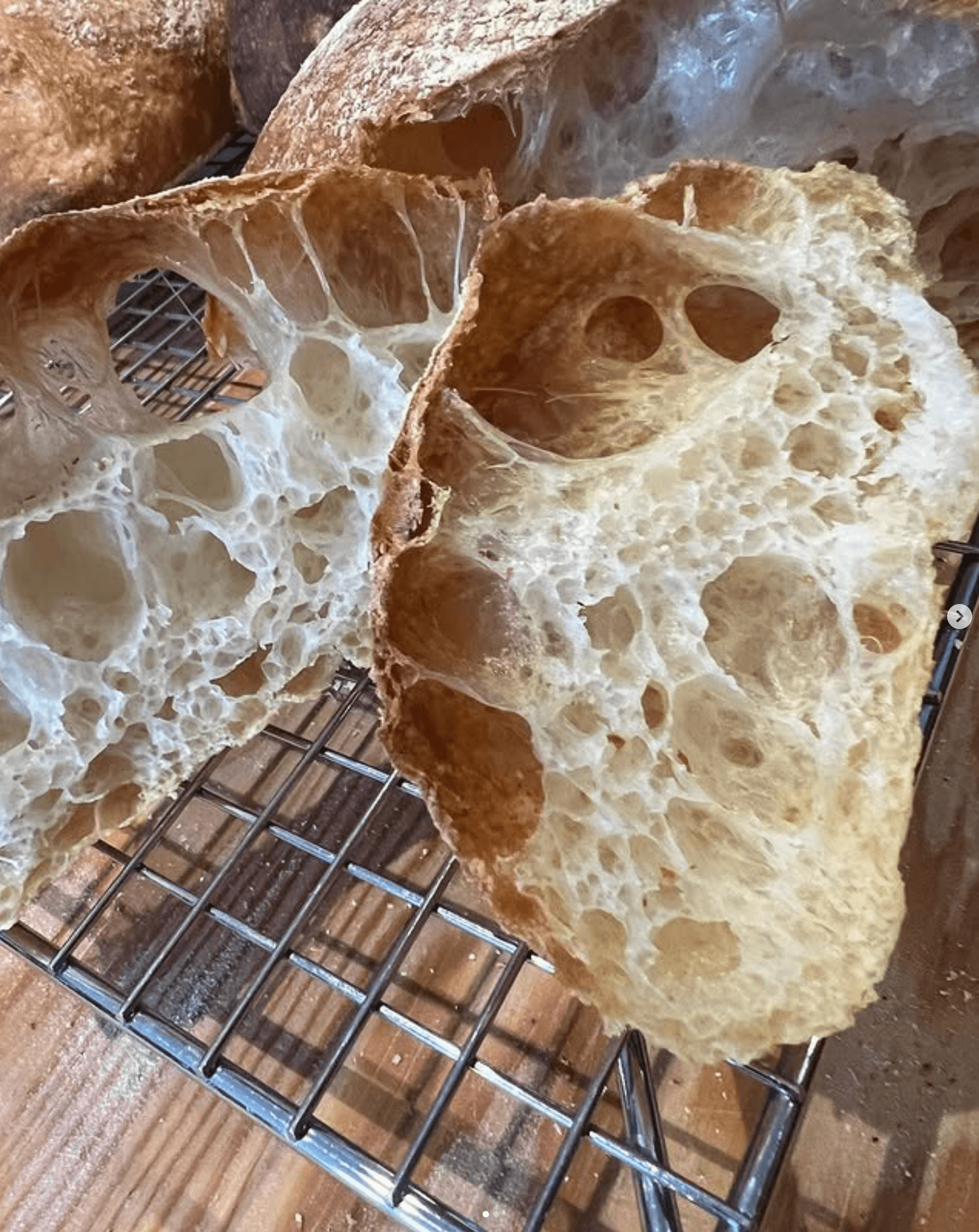 A crystal bread with 110% hydration. Delightful breakfast toast!